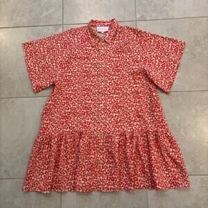 La Boheme Girls Coral Leopard Moxie Mini Dress Size M/L Short Sleeve No Belt